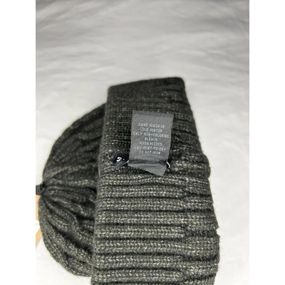 Steve Madden Hat Beanie Cuffed Cable Knit Ribbed OS Heather Black Winter Outdoor